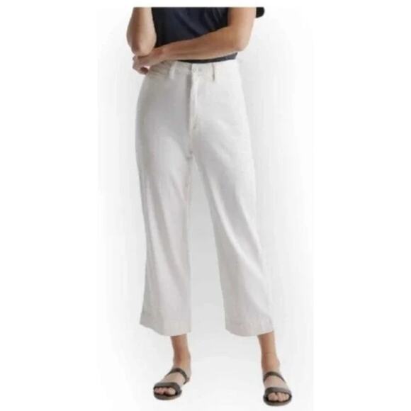 Quince Women's Stretch Cotton Twill Wide-Leg Crop Pants sz 27 Ivory/White NWT - Picture 3 of 5